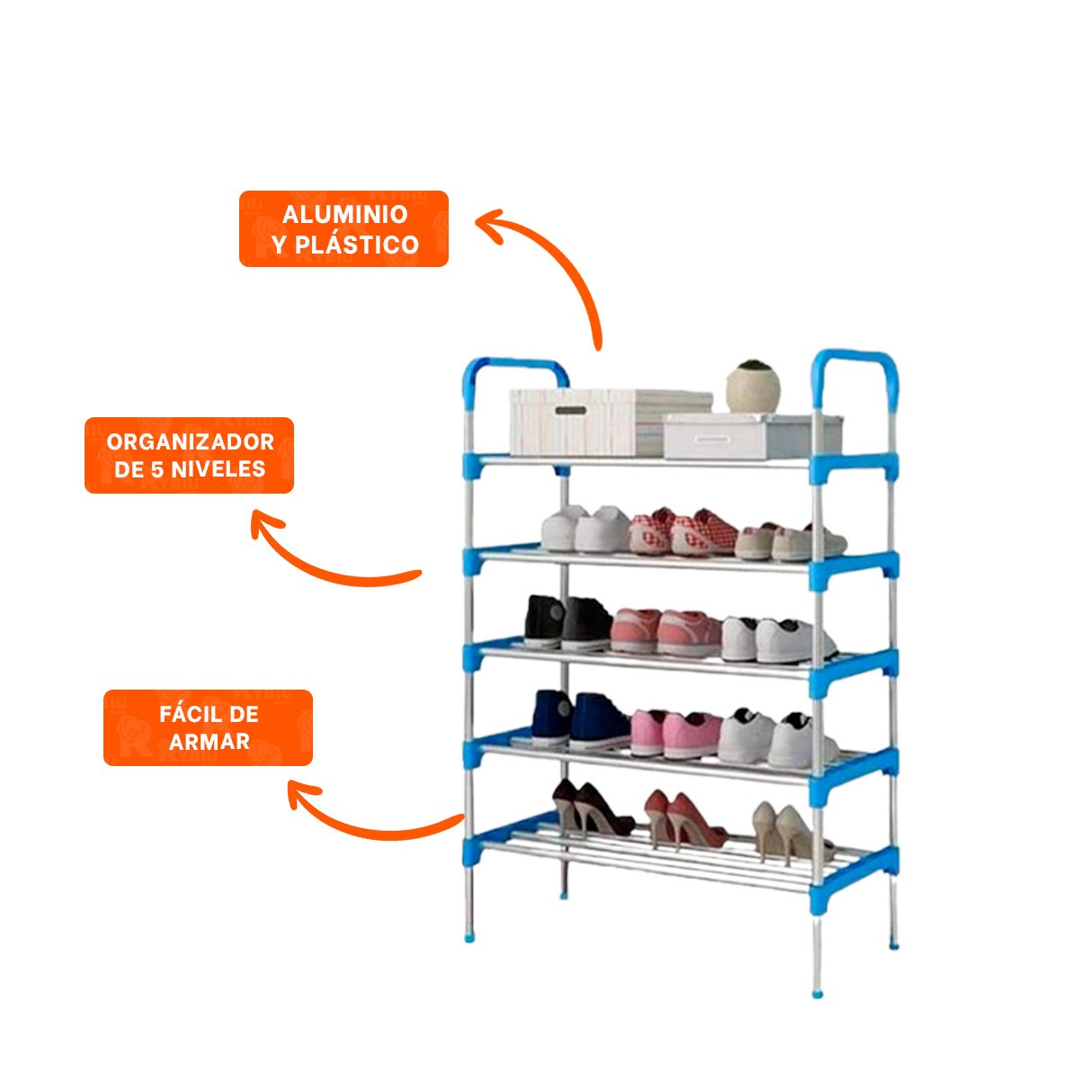 ZAPATERA VERTICAL CELESTE 5 NIVELES FUNCIONAL PARA MANTENER ORDEN Y LIMPIEZA Y+POST IT - 5