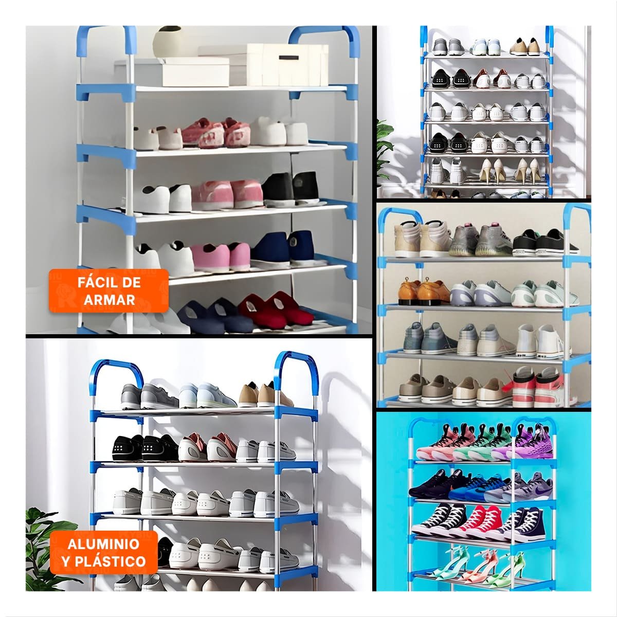 PACK4 BASE VERTICAL CELESTE 5 NIVELES PARA CALZADO EN CASA USO DIARIO Y+REGALO STICKER - 2