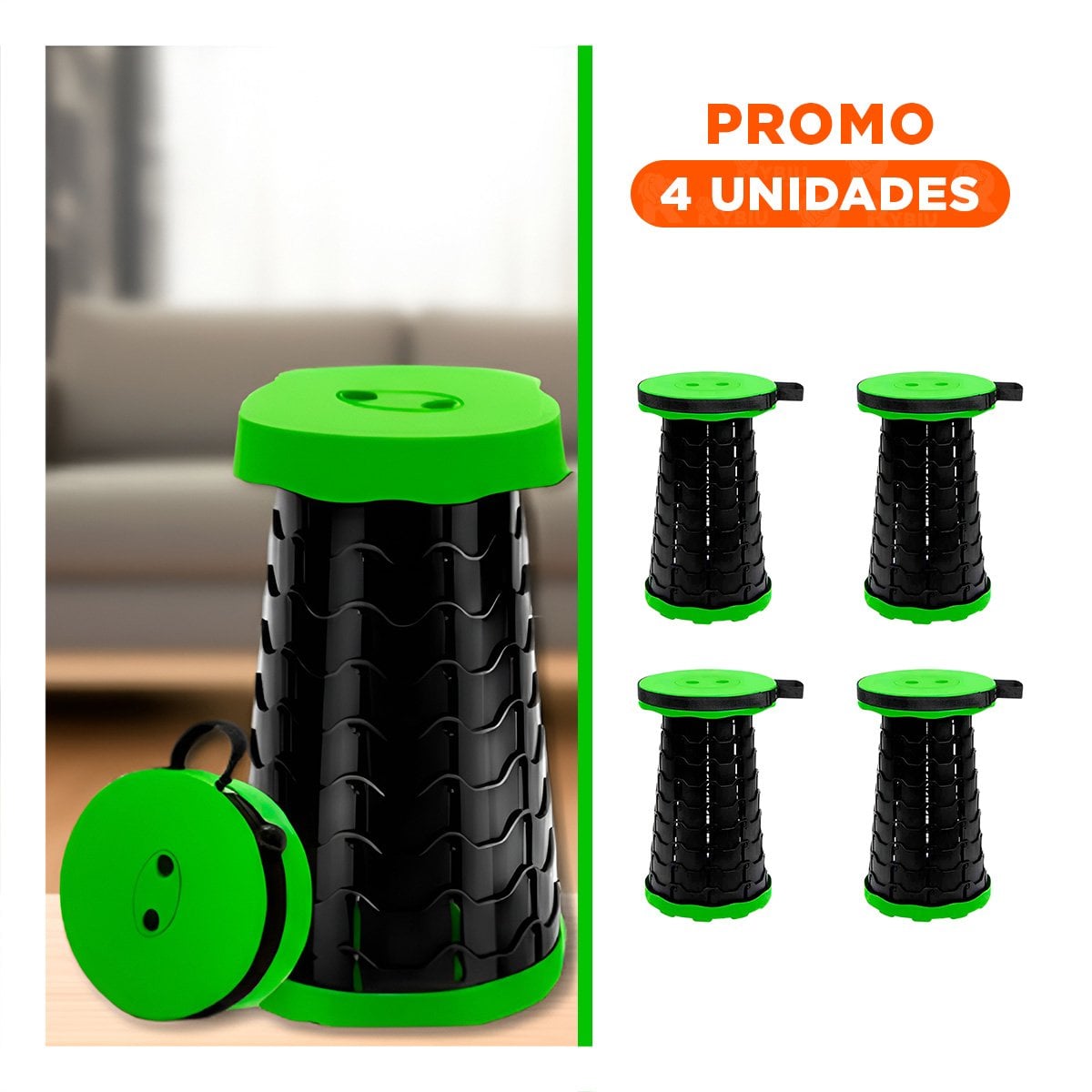 PACK4 SITIAL PLEGABLE VERDE 1 SEGURO PORTATIL COMPACTO Y FACIL DE GUARDAR - 1