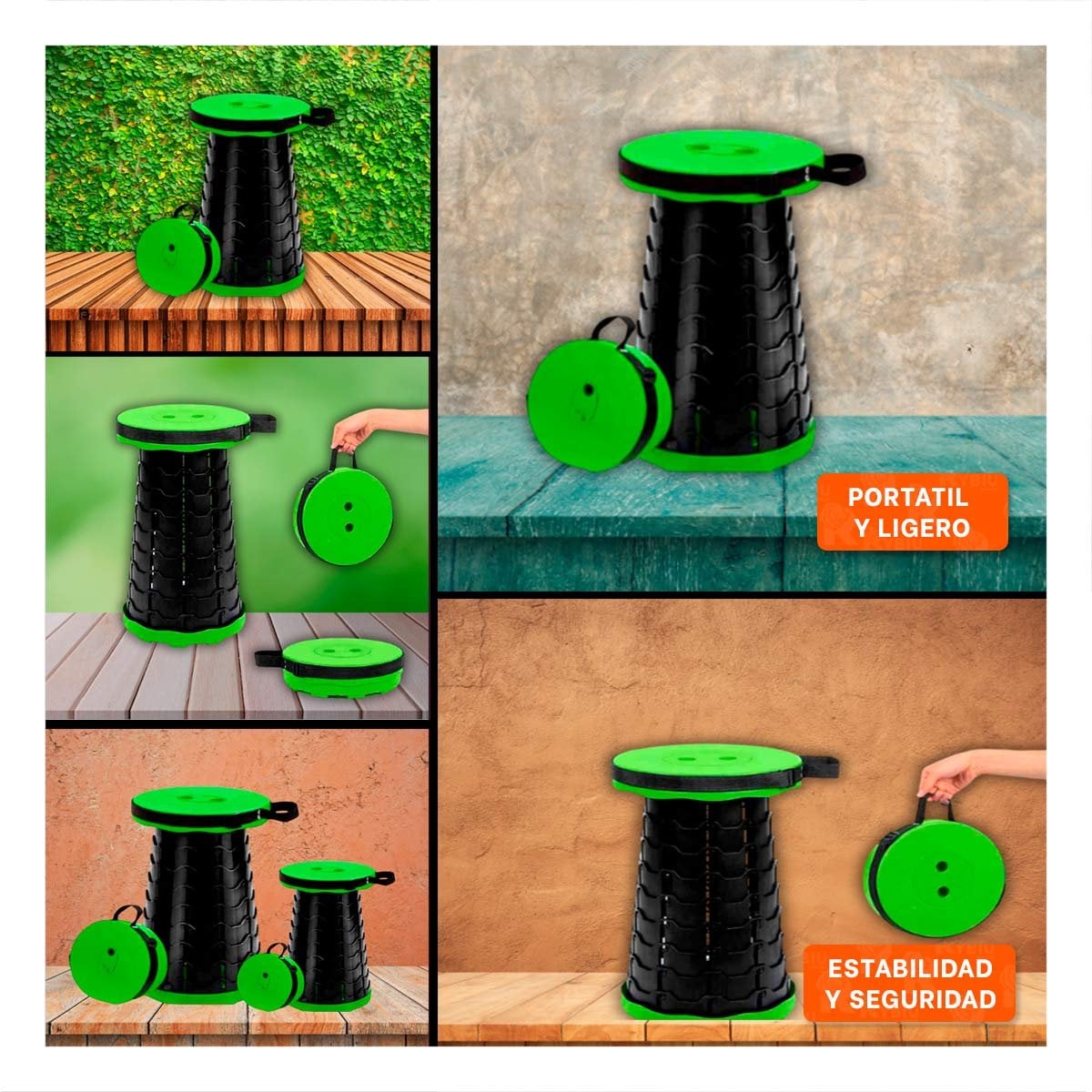 SILLA PLEGABLE VERDE 1 SEGURO PORTATILES DISENO PRACTICO TRANSPORTAR FACIL Y+PAPEL REGALO - 3