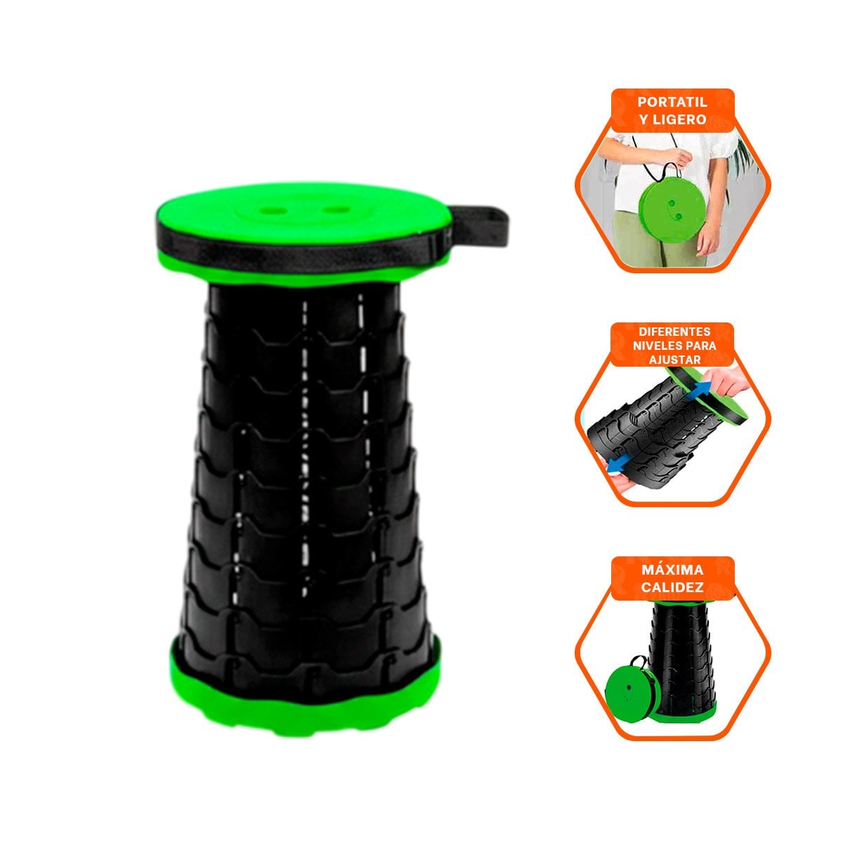 SILLA PLEGABLE VERDE 1 SEGURO PORTATILES DISENO PRACTICO TRANSPORTAR FACIL Y+PAPEL REGALO - 5