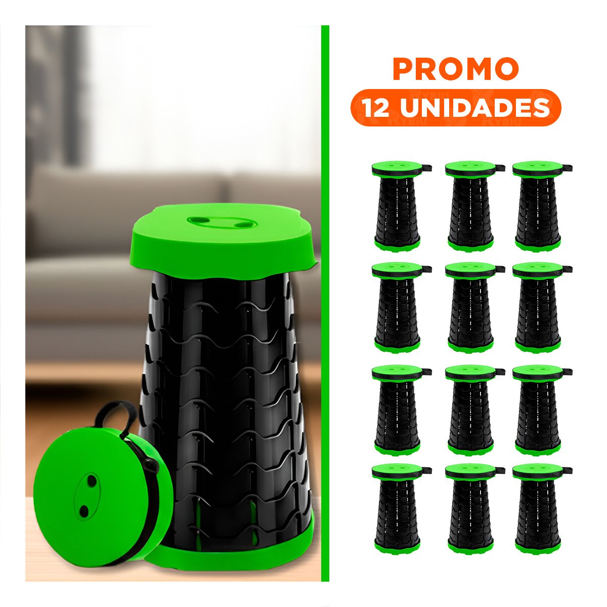 PACK12 REPOSERA PLEGABLE VERDE 1 SEGURO PORTATIL FUNCIONAL PARA CUALQUIER LUGAR - 1