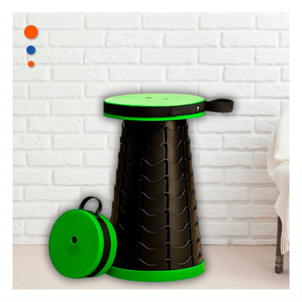 PACK4 REPOSERA PLEGABLE VERDE 1 SEGURO PORTATIL USO DIARIO CASA Y EXTERIOR Y+REGALO STICKER - 3
