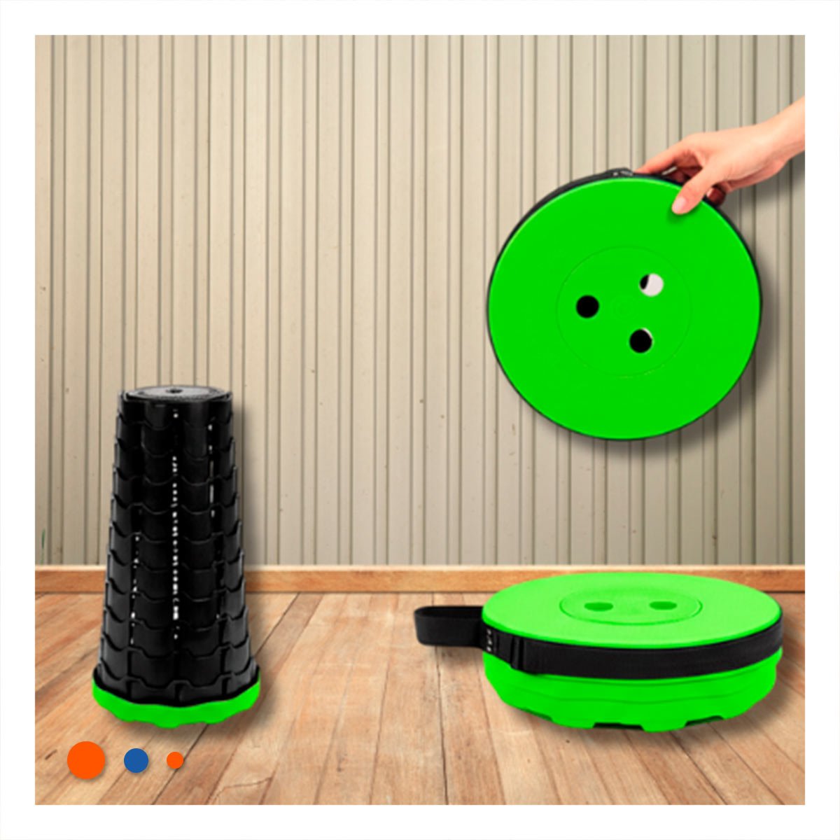 PACK4 REPOSERA PLEGABLE VERDE 1 SEGURO PORTATIL USO DIARIO CASA Y EXTERIOR Y+REGALO STICKER - 5