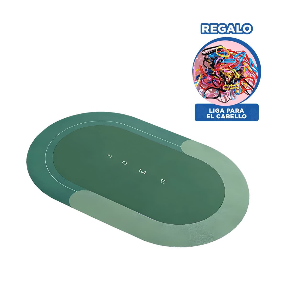 TAPETE COMODO HOME VERDE FORMATO OVALADO PERFECTO PARA DECORAR ESPACIOS Y+LIGAS REGALO - 2