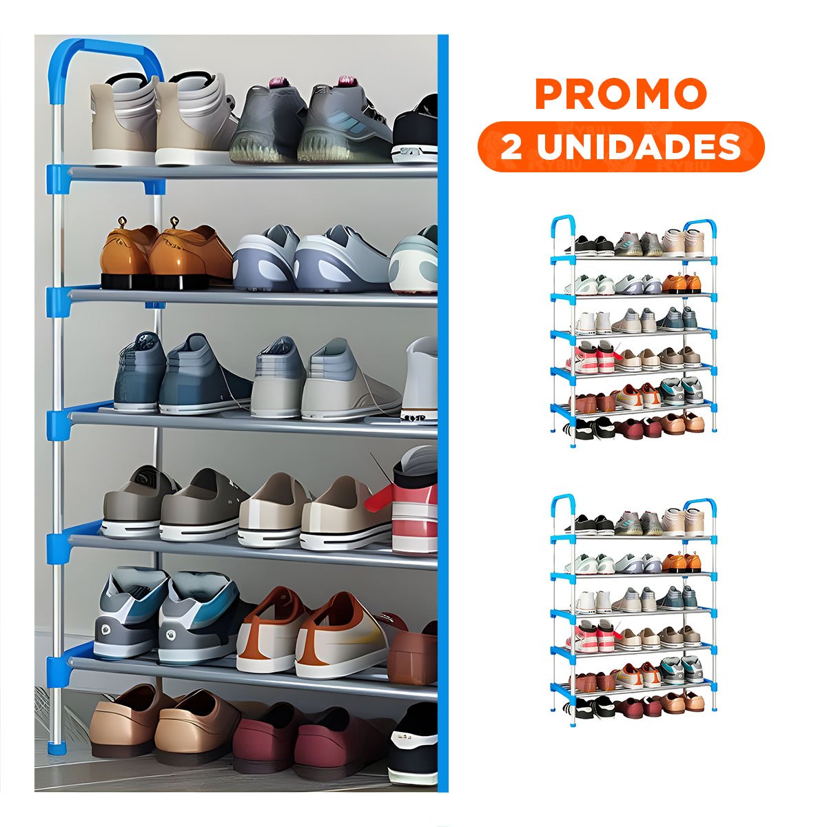 PACK2 SOPORTE VERTICAL CELESTE 5 NIVELES ESTRUCTURA PARA ALMACENAR CALZADO Y+REGALO STICKER - 1