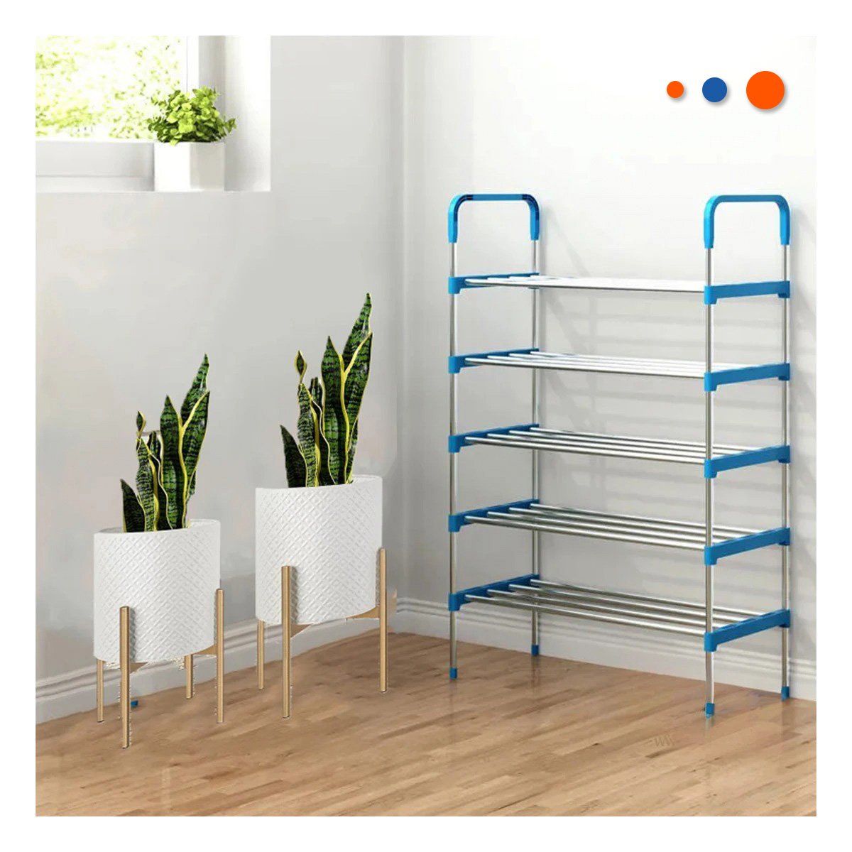 PACK2 SOPORTE VERTICAL CELESTE 5 NIVELES ESTRUCTURA PARA ALMACENAR CALZADO Y+REGALO STICKER - 5