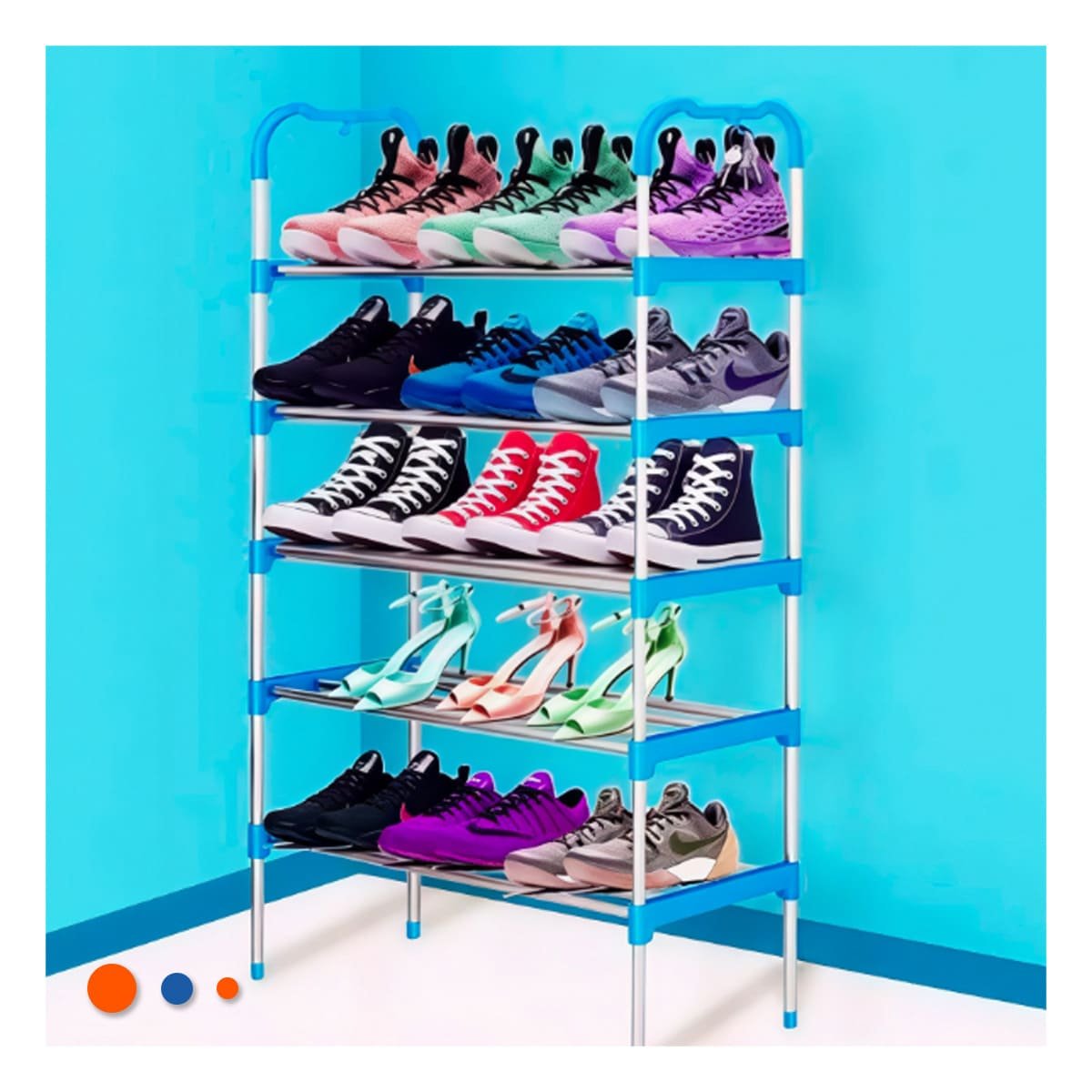 PACK2 SOPORTE VERTICAL CELESTE 5 NIVELES DISENO PRACTICO PARA GUARDAR CALZADO Y+PAPEL REGALO - 5