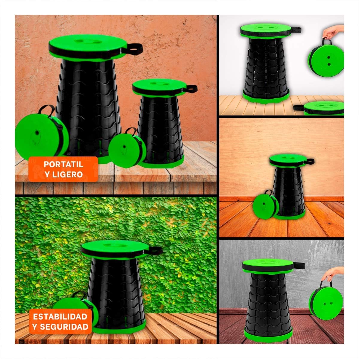 PACK6 REPOSERA PLEGABLE VERDE 1 SEGURO PORTATIL ESTRUCTURA RESISTENTE Y LIGERA Y+PAPEL REGALO - 3
