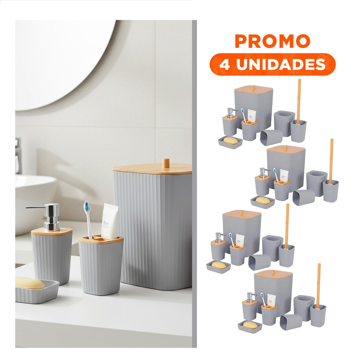 PACK4 CAJA VERSATIL SET 6 PIEZAS GRIS FUNCIONAL Y SUAVE PARA USO DIARIO - 1