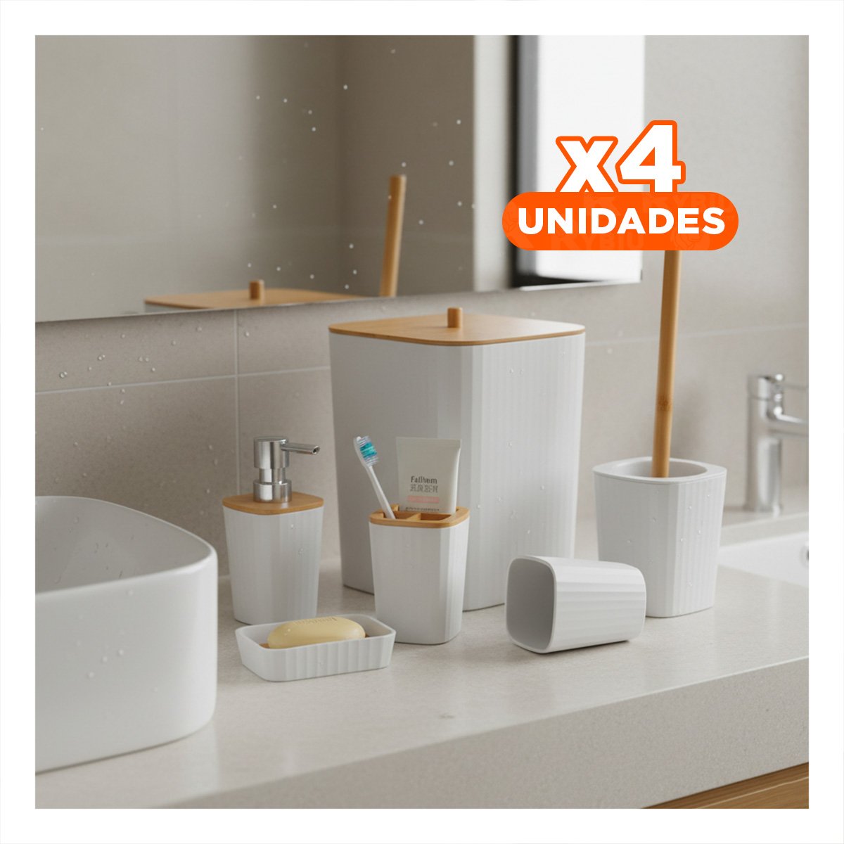 PACK4 BANDEJA ORGANIZADORA 6 PIEZAS BLANCO PARA COCINA BANO O HOGAR Y+REGALO STICKER - 1