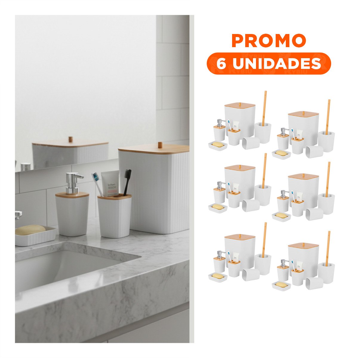 PACK6 BANDEJA VERSATIL SET 6 PIEZAS BLANCO FUNCIONAL Y SUAVE PARA USO DIARIO Y+REGALO STICKER - 1