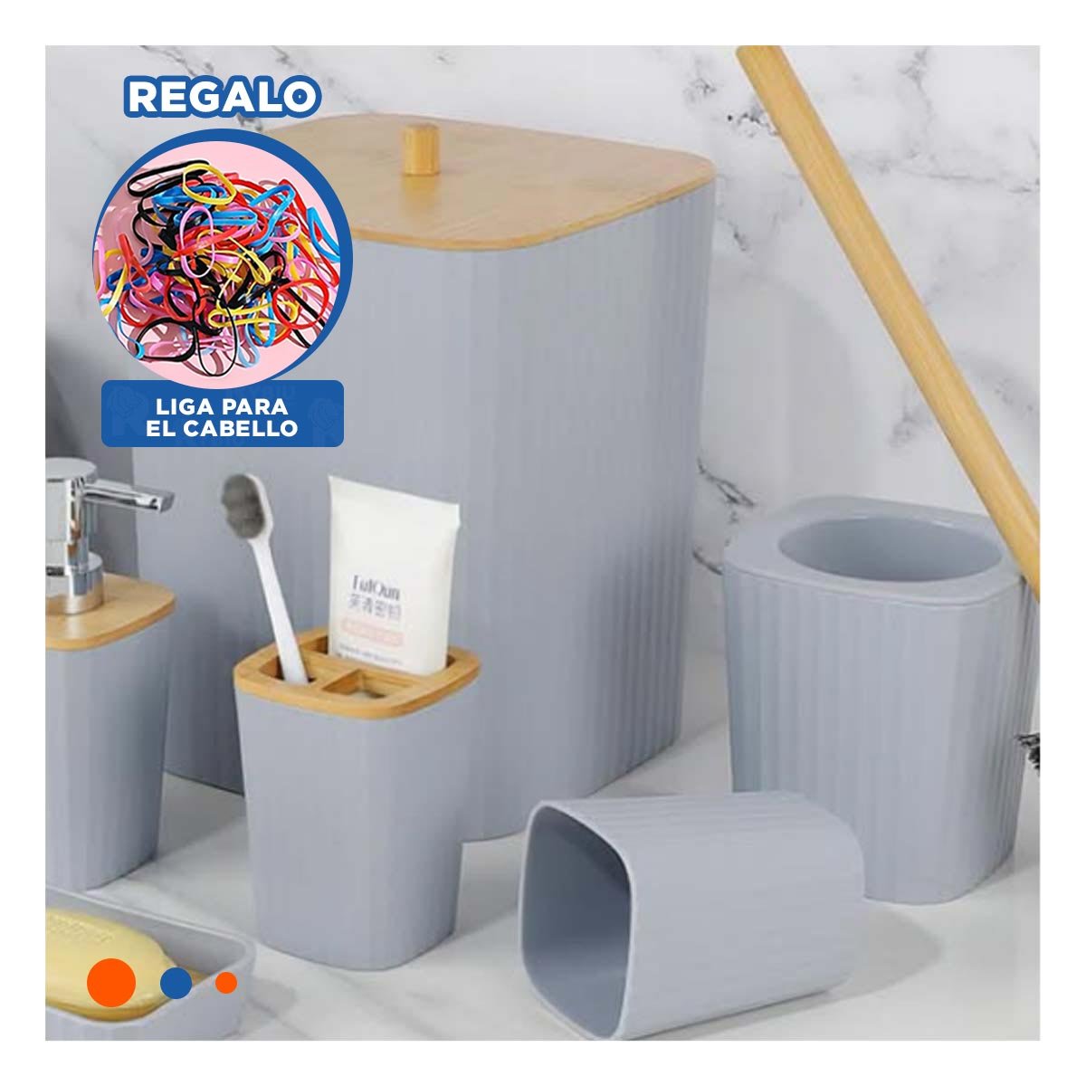 ORGANIZADOR VERSATIL SET 6 PIEZAS GRIS FUNCIONAL Y SUAVE PARA USO DIARIO Y+LIGAS REGALO - 2