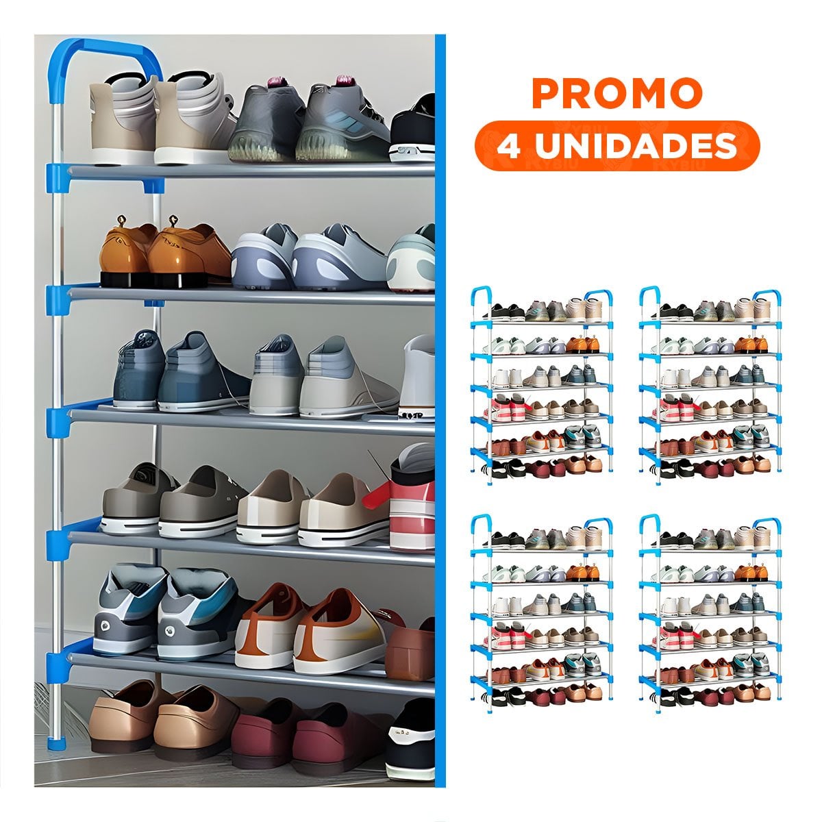 PACK4 SOPORTE VERTICAL CELESTE 5 NIVELES FORMATO LIGERO Y FACIL DE USAR EN CASA - 1
