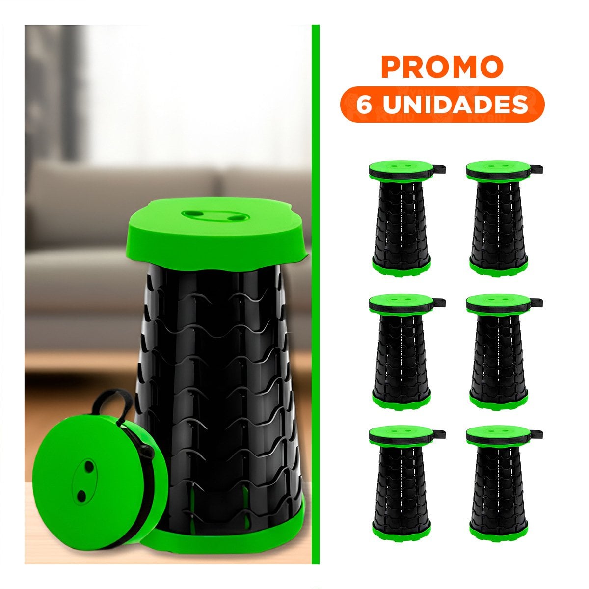 PACK6 REPOSERA PLEGABLE VERDE 1 SEGURO PORTATIL COMPACTA Y FACIL DE GUARDAR Y+REGALO STICKER - 1