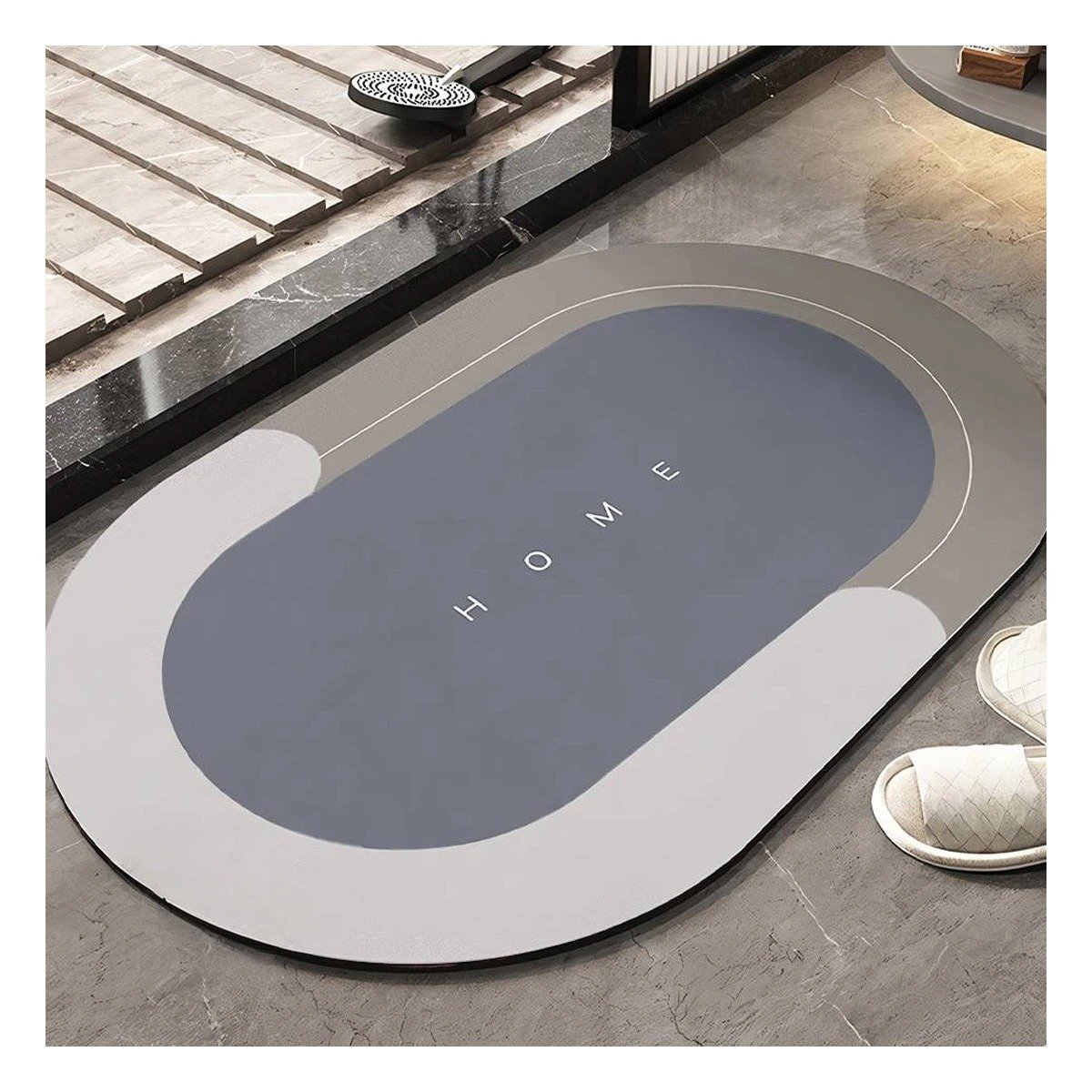 TAPETE COMODO HOME PLOMO FORMATO OVALADO PERFECTO PARA DECORAR ESPACIOS Y+LIGAS REGALO - 3