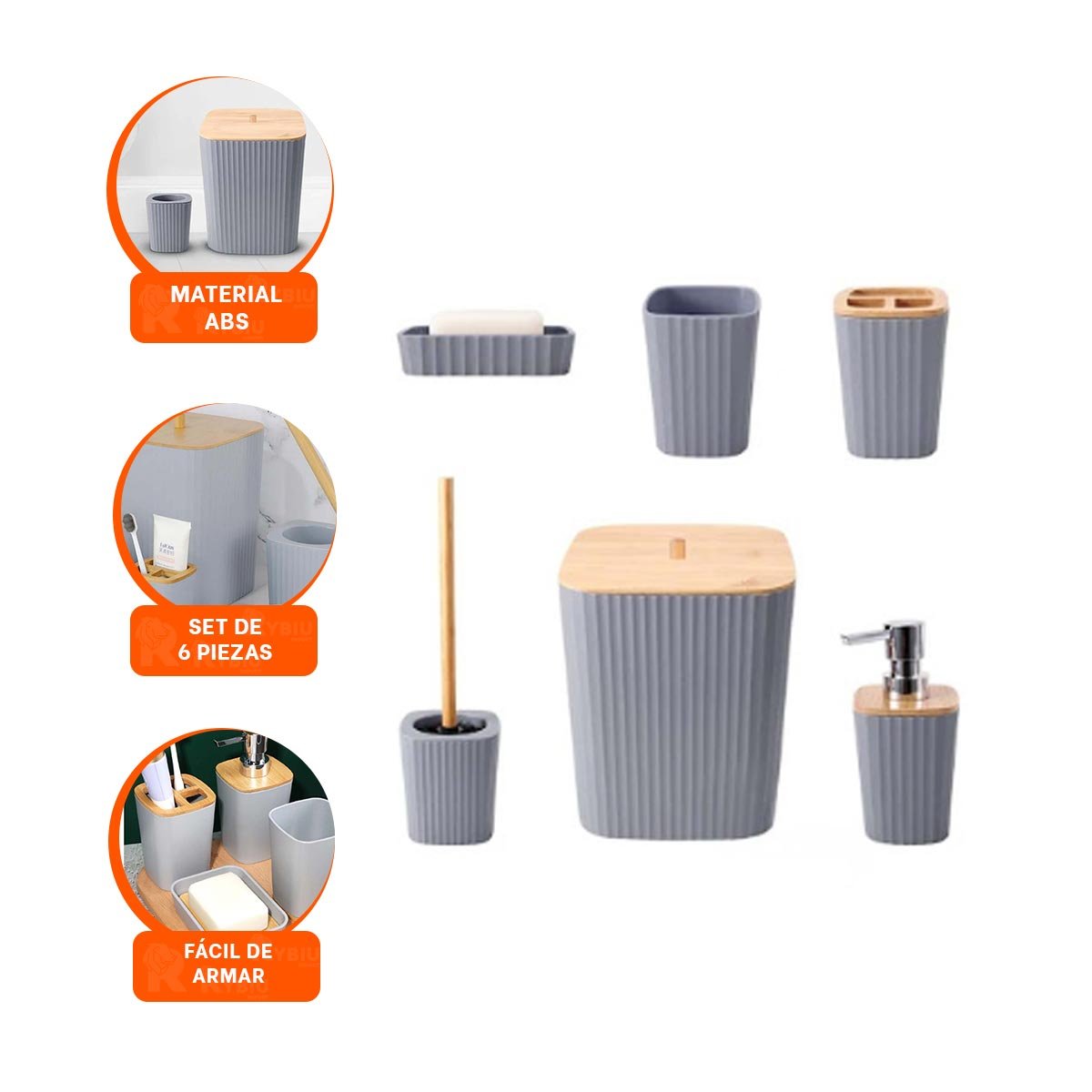 ORGANIZADOR MODULAR 6 PIEZAS GRIS FORMATO IDEAL PARA MANTENER TODO ORDENADO Y+POST IT - 5