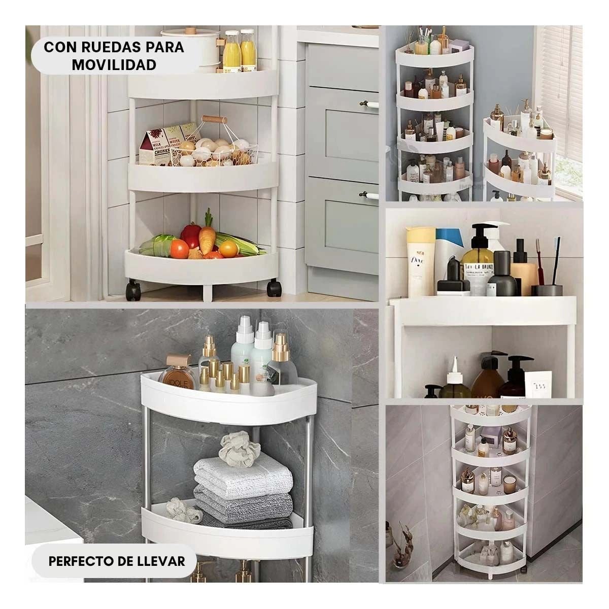 ESTANTE VERSATIL 5 NIVELES CON RUEDAS BLANCO FUNCIONAL Y SUAVE PARA USO DIARIO Y+LIGAS REGALO - 1