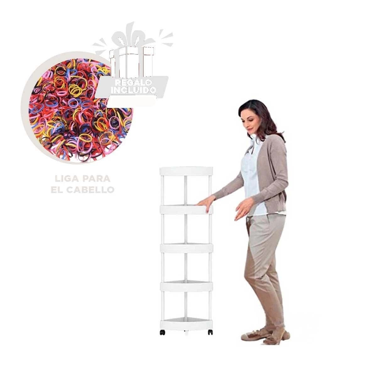 ESTANTE VERSATIL 5 NIVELES CON RUEDAS BLANCO FUNCIONAL Y SUAVE PARA USO DIARIO Y+LIGAS REGALO - 2