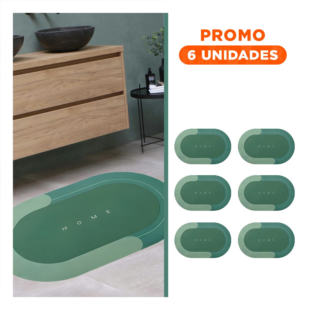 PACK6 ESTERA DECORATIVA HOME VERDE FORMATO OVALADO PERFECTO PARA DECORAR Y+REGALO STICKER - 1