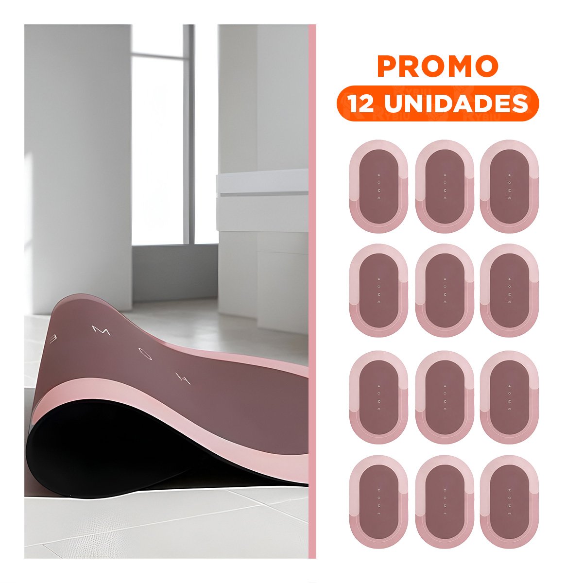 PACK12 ALFOMBRILLA LIGERA HOME ROSADO FUNCIONAL Y SUAVE PERFECTA PARA CUALQUIER AREA - 1