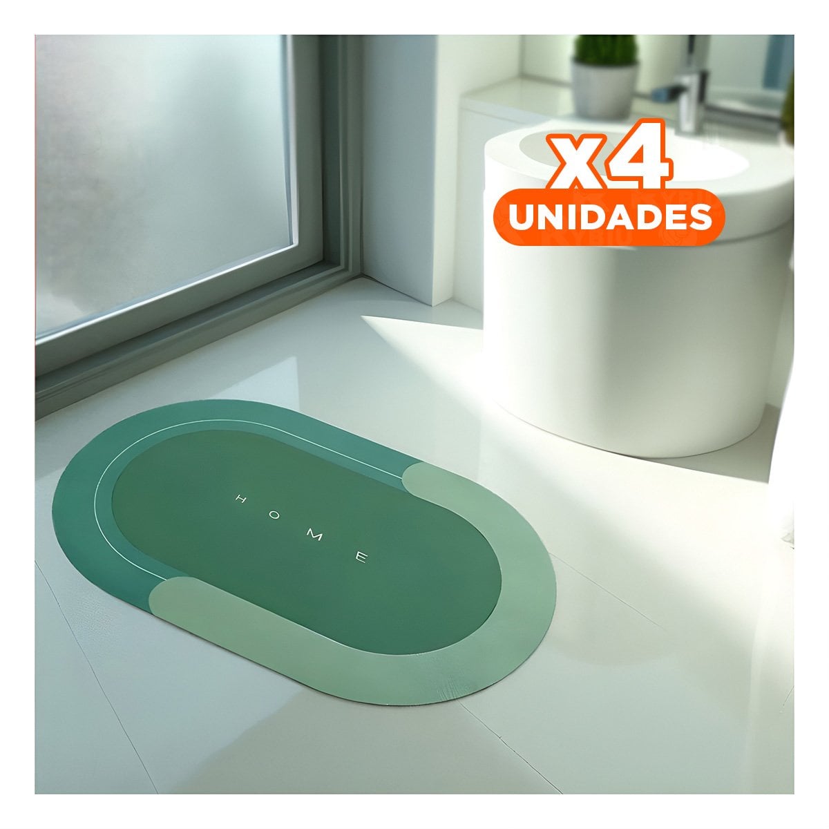 PACK4 ESTERA OVALADA HOME VERDE PARA CASA USO DIARIO Y DECORACION INTERIOR Y+REGALO STICKER - 1