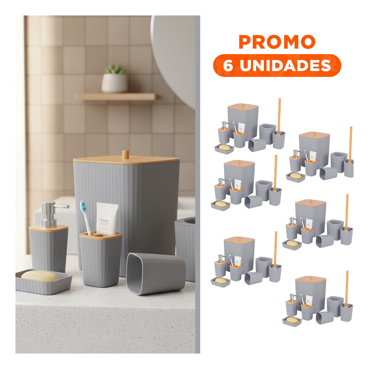 PACK6 SEPARADOR VERSATIL SET 6 PIEZAS GRIS FUNCIONAL Y SUAVE PARA USO DIARIO Y+REGALO STICKER - 1