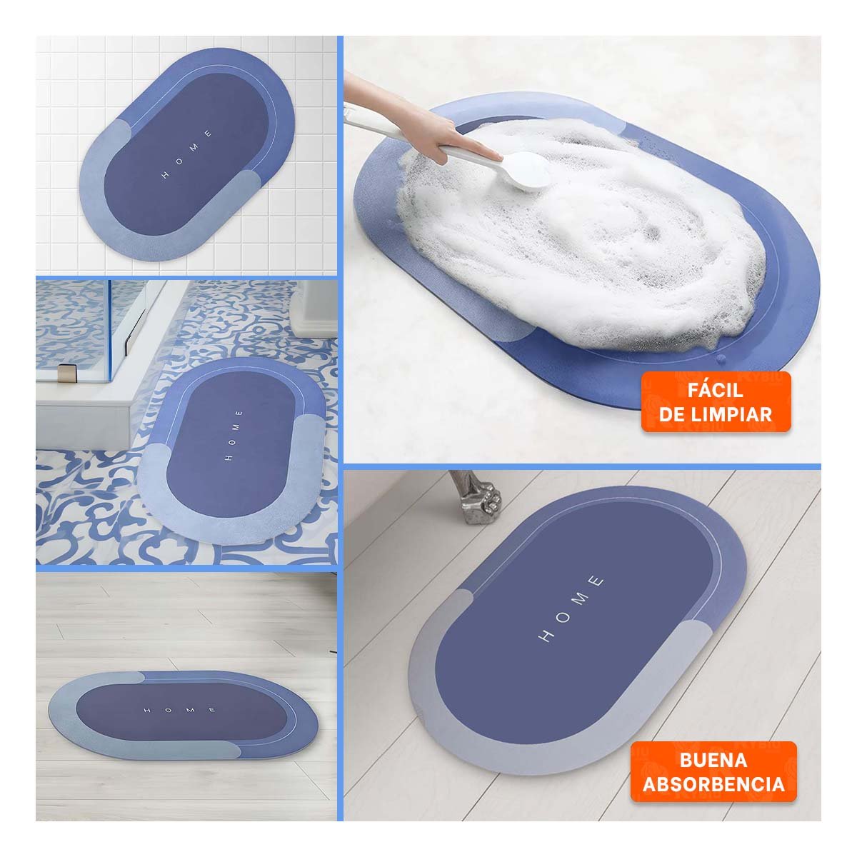 PACK12 ALFOMBRA LIGERA HOME AZUL ACERO FUNCIONAL Y SUAVE PERFECTA PARA CUALQUIER AREA - 2