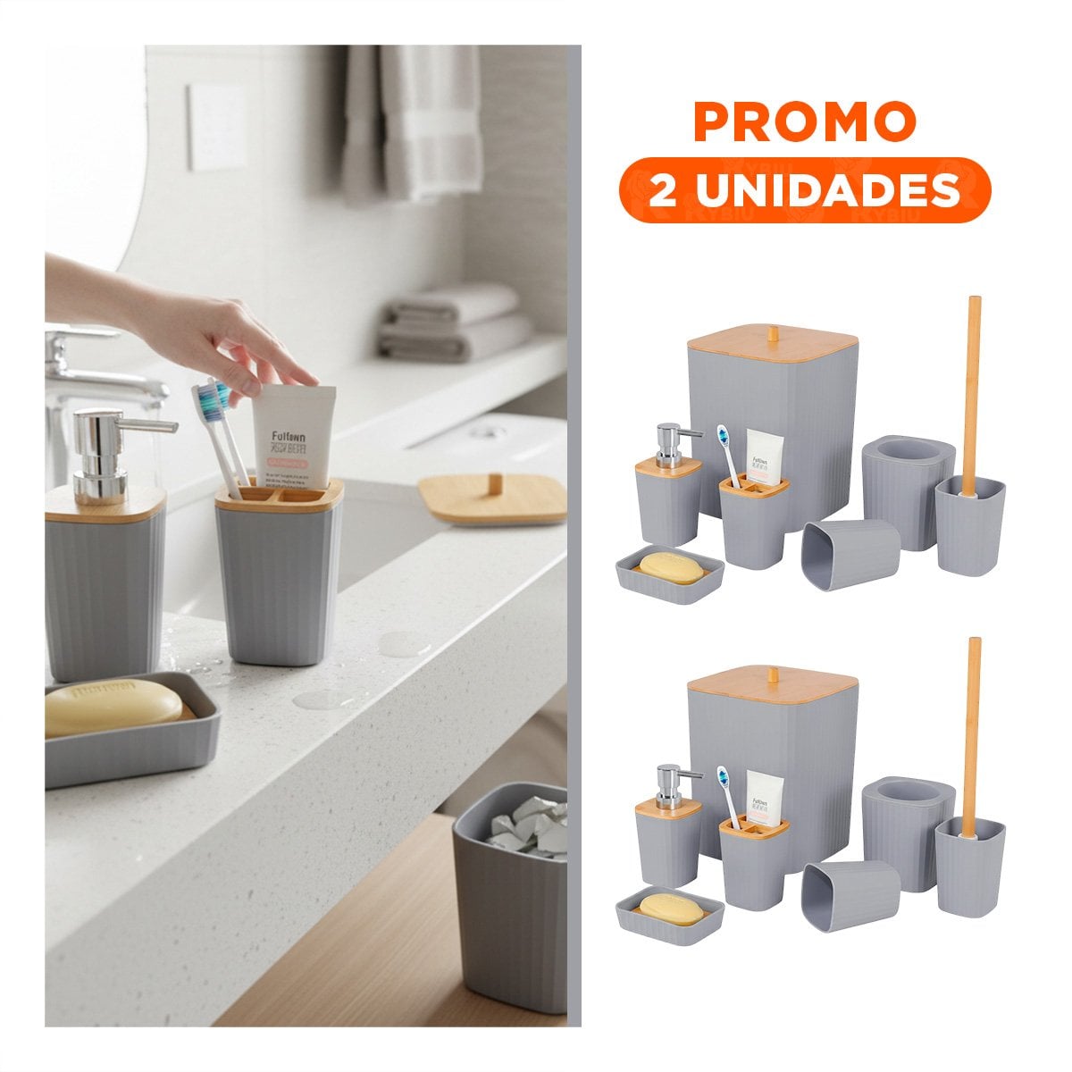 PACK2 CAJA COMPACTA 6 PIEZAS GRIS MATERIAL RESISTENTE Y LIGERO PARA CASA Y+REGALO STICKER - 1