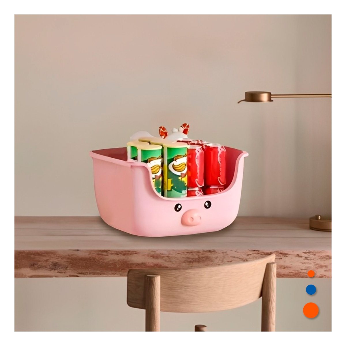 ORGANIZADOR KAWAII 3 NIVELES DISENO CHANCHO PRACTICO PARA ESPACIOS ROSADO - 5