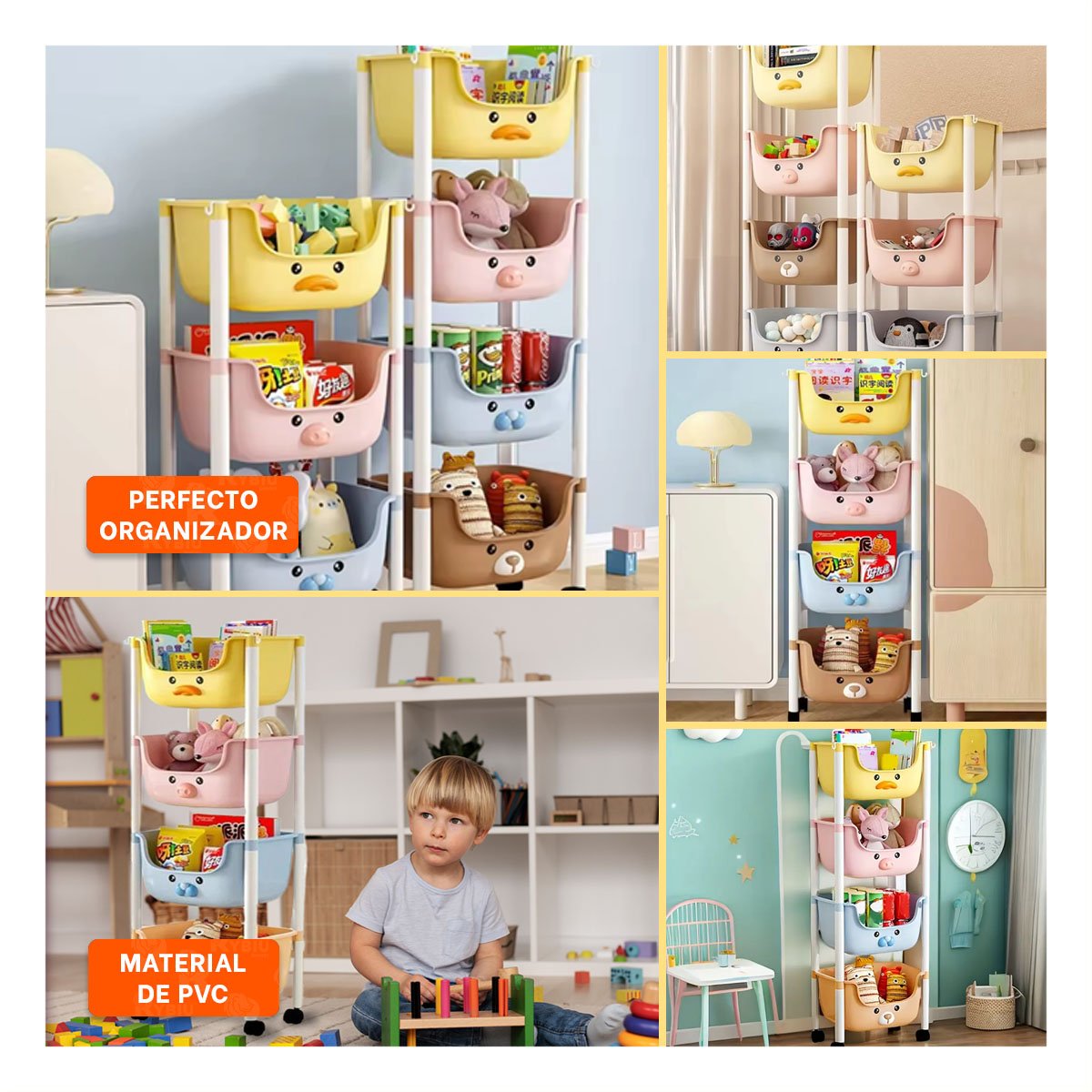 ORGANIZADOR KAWAII 4 NIVELES ALMACENAJE COMODO DISENO 4 PERSONAJES Y+LIGAS REGALO - 1