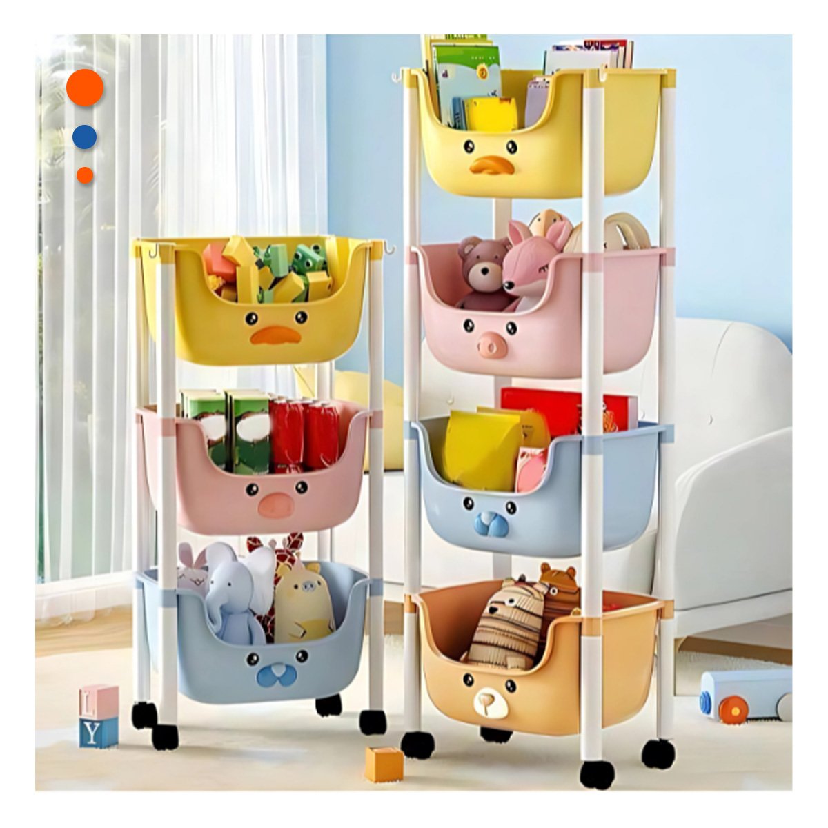 ORGANIZADOR KAWAII 4 NIVELES ALMACENAJE COMODO DISENO 4 PERSONAJES Y+LIGAS REGALO - 3