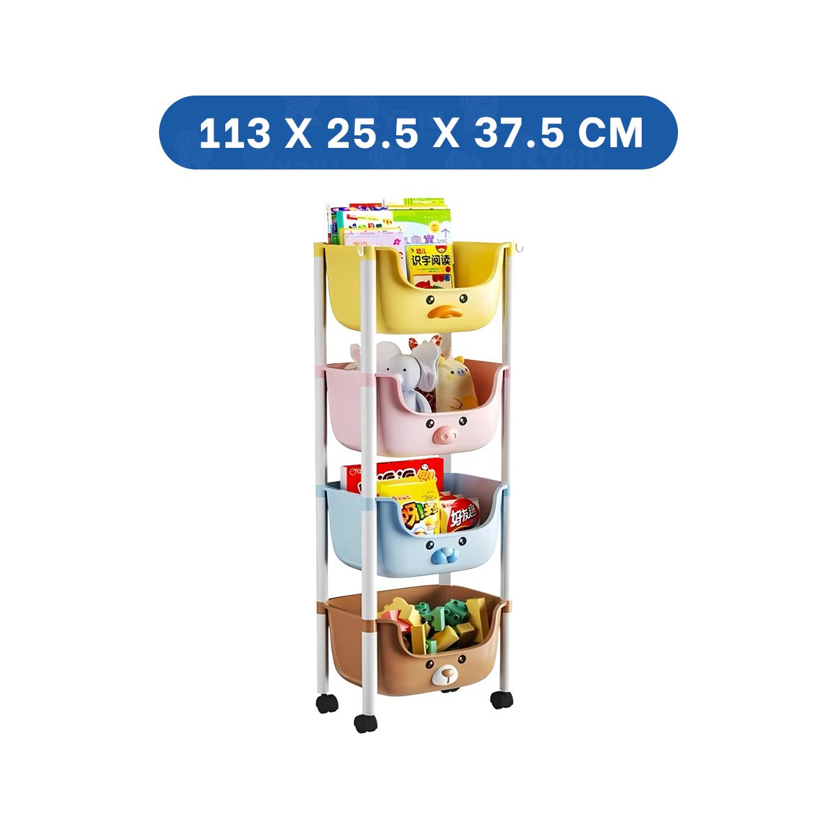 ORGANIZADOR KAWAII 4 NIVELES ALMACENAJE COMODO DISENO 4 PERSONAJES Y+LIGAS REGALO - 4