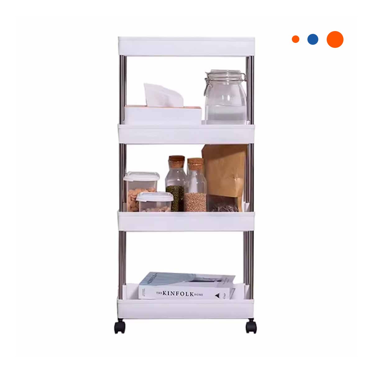 PACK2 ANAQUEL LATERAL DE 4 NIVELES CON 4 RUEDAS BLANCO PLASTICO MULTIUSO Y+REGALO STICKER - 2