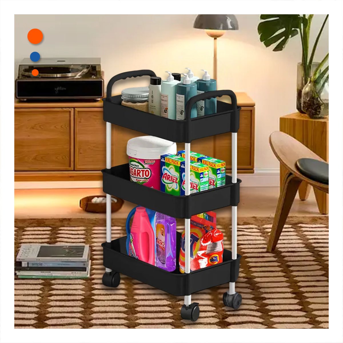 ORGANIZADOR SHELBY DE COLOR NEGRO PARA BRINDAR COMODIDAD EN CASA Y+POST IT - 3