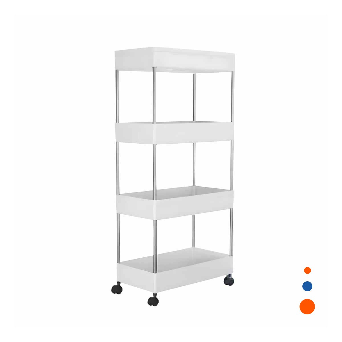 PACK4 ANAQUEL LATERAL DE 4 NIVELES CON 4 RUEDAS BLANCO PLASTICO VERSATIL Y+PAPEL REGALO - 3