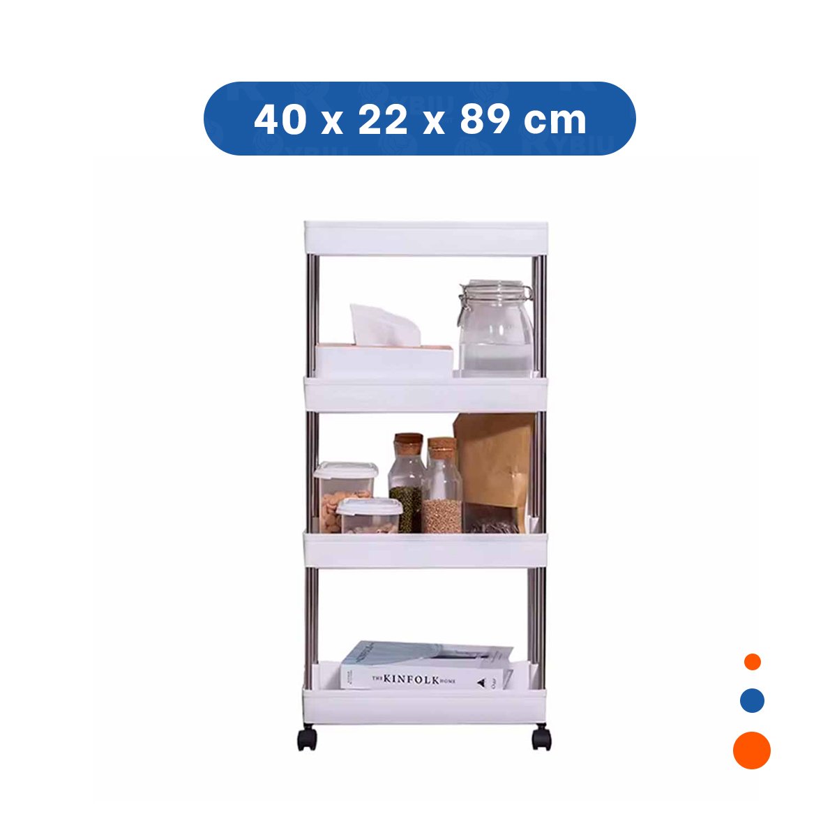 PACK4 ANAQUEL LATERAL DE 4 NIVELES CON 4 RUEDAS BLANCO PLASTICO VERSATIL Y+PAPEL REGALO - 4