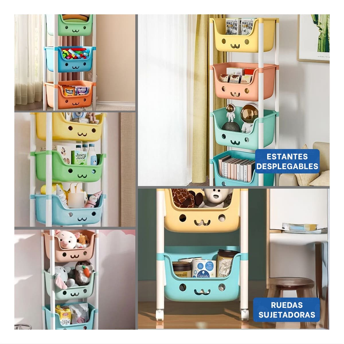 JUGUETERO INFANTIL CON CARITAS 4 NIVELES FUNCIONAL Y RESISTENTE MULTICOLOR Y+POST IT - 2