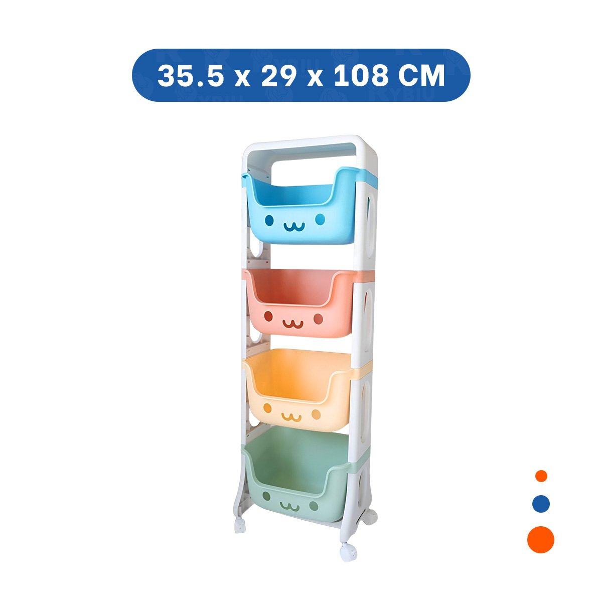 PACK2 ESTANTERO INFANTIL CON CARITAS 4 NIVELES CON TECHITO MULTICOLOR - 4