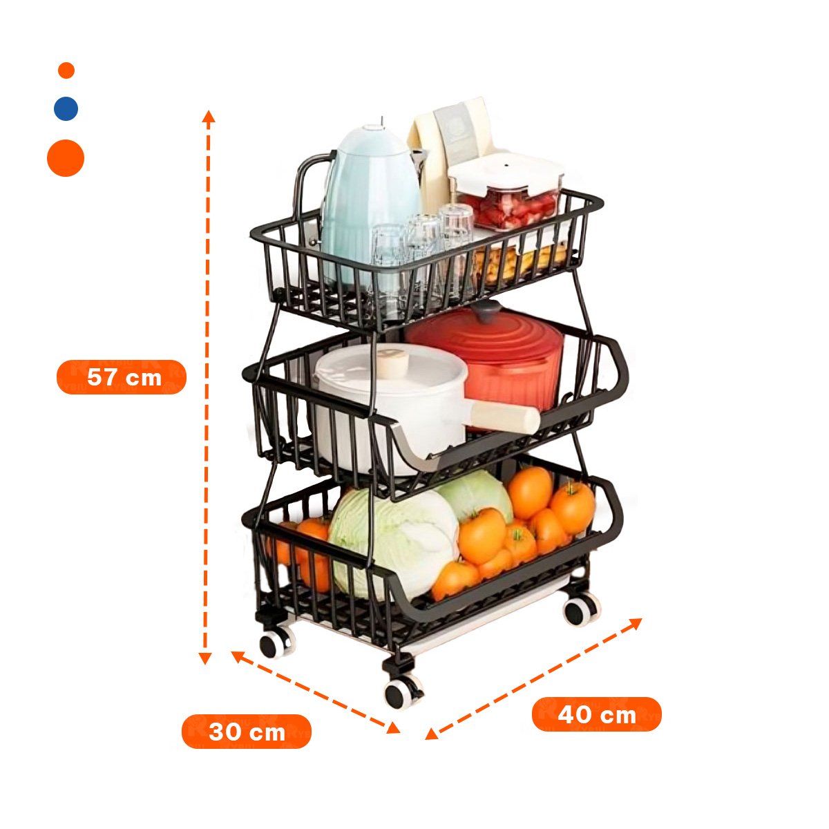 CESTA DE 3 NIVELES PARA COCINA EN ACERO DISENO MODERNO HOGAR Y+PAPEL REGALO - 4
