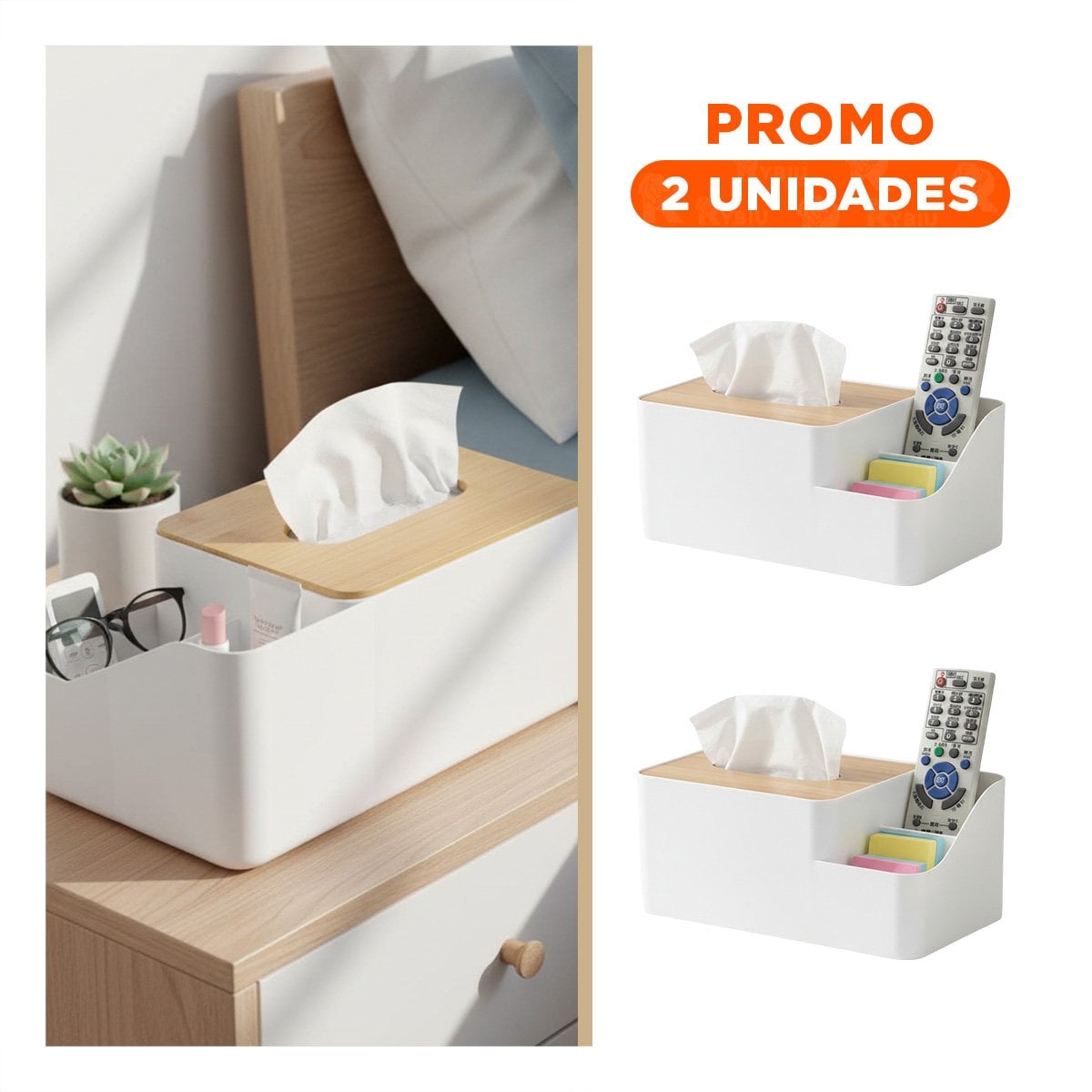 PACK2 ORGANIZADOR DE SERVILLETAS MULTIFUNCIONAL SEGURO Y FUNCIONAL BLANCO Y+REGALO STICKER - 1