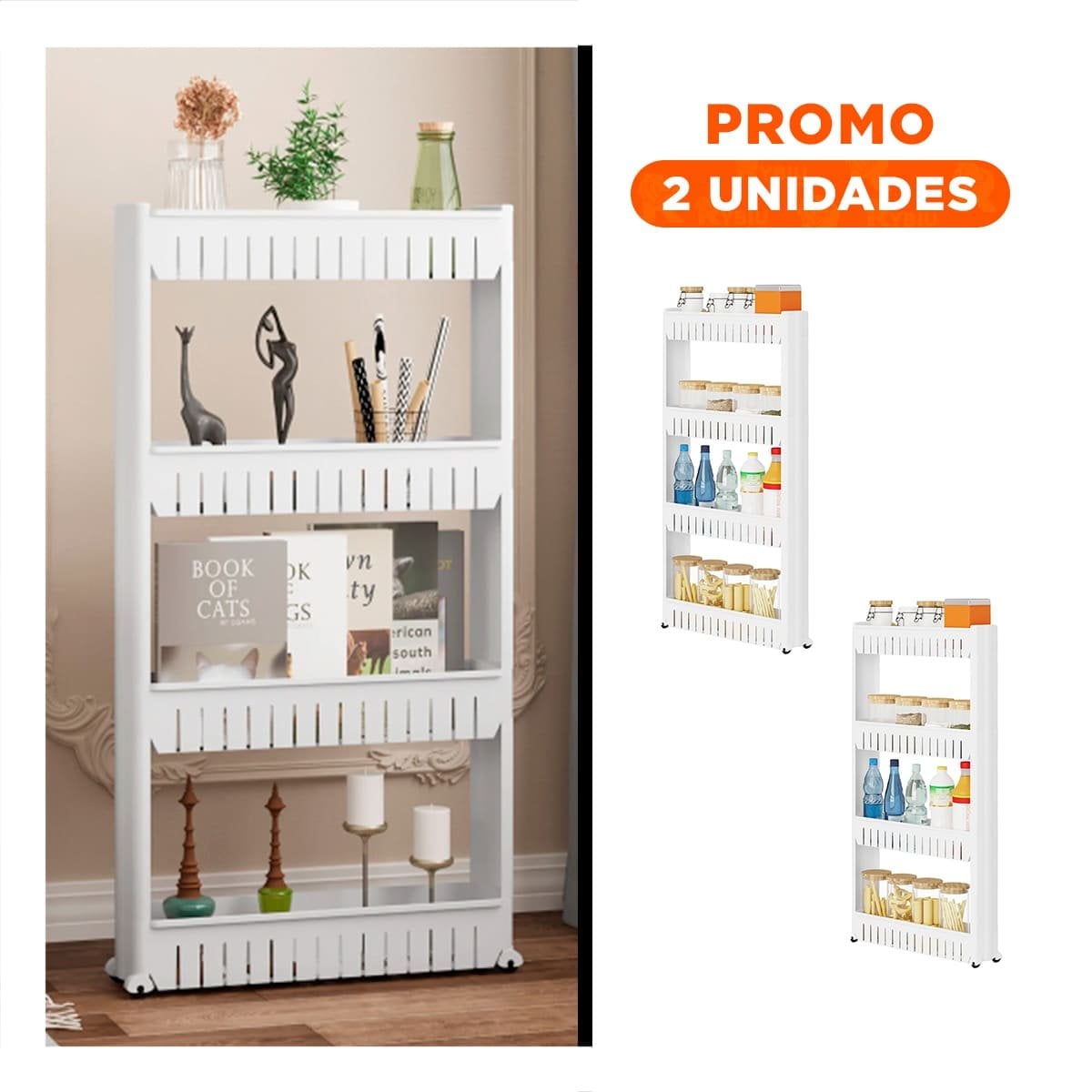 PACK2 MODULO LATERAL DELGADO DE 4 NIVELES CON ABERTURAS BLANCO PLASTICO Y+REGALO STICKER - 1