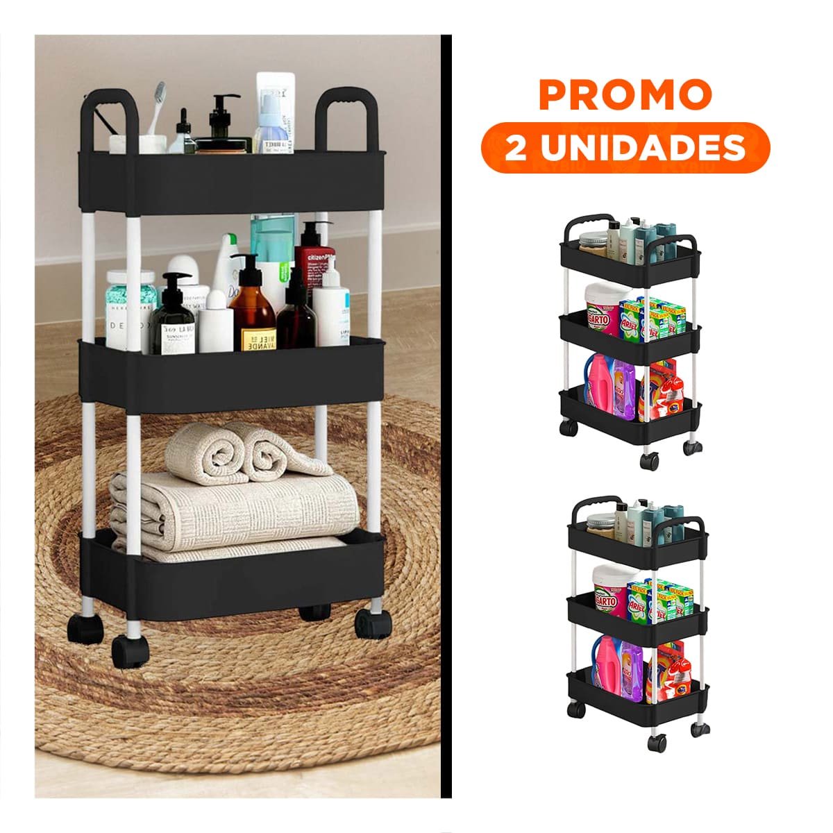 PACK2 ESTANTE MULTIUSOS DE COLOR NEGRO PARA FOMENTAR ESPACIO CON ORDEN Y+REGALO STICKER - 1