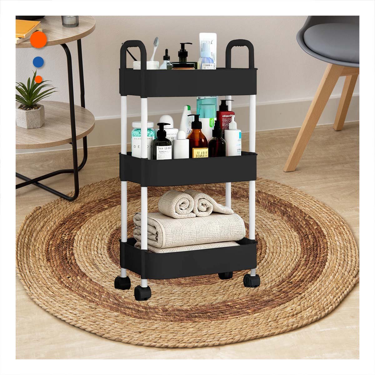 PACK2 ESTANTE MULTIUSOS DE COLOR NEGRO DE ESTILO MODERNO EN SU DESPENSA Y+PAPEL REGALO - 2