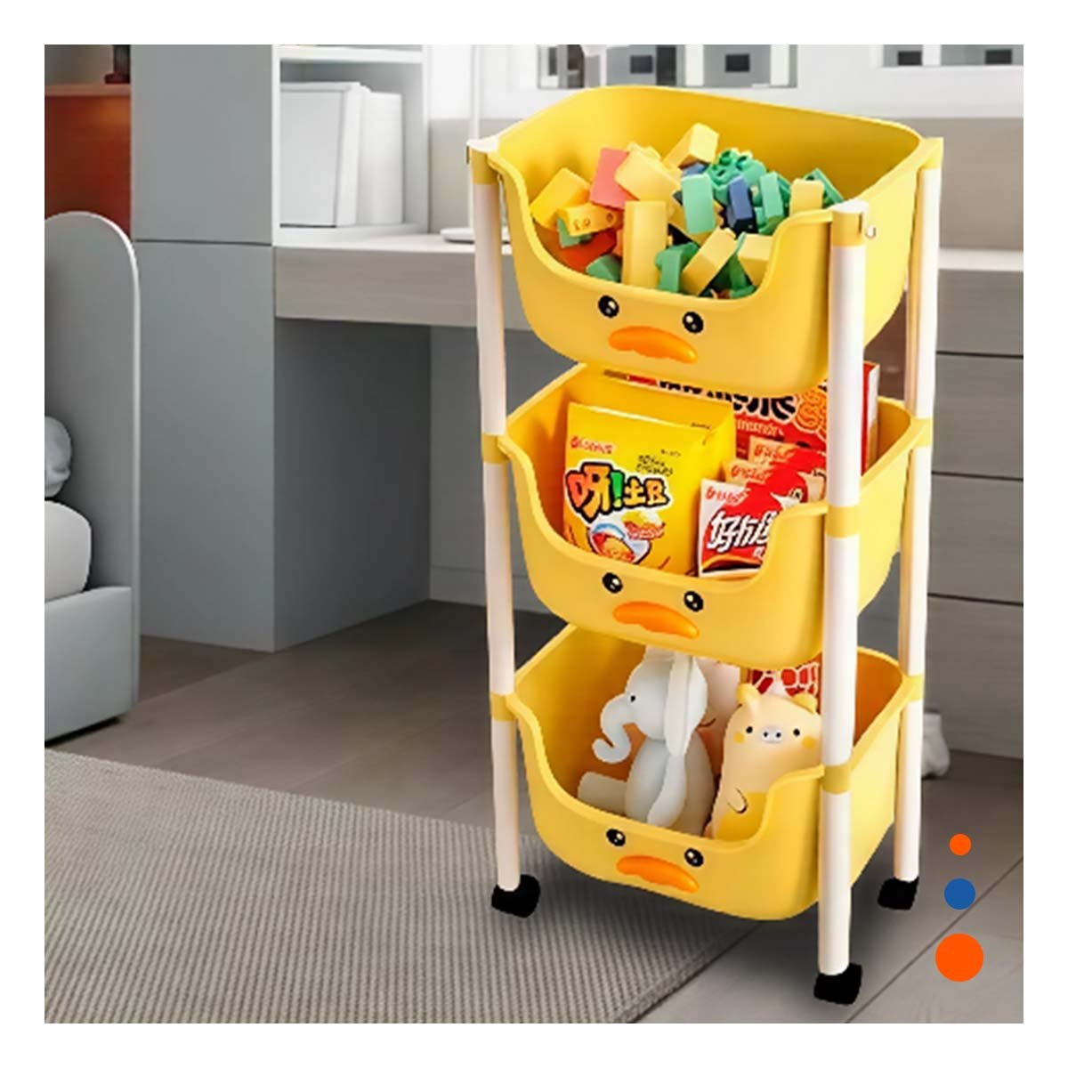 ORGANIZADOR KAWAII 3 NIVELES DISENO PATO PRACTICO PARA ESPACIOS AMARILLO - 1