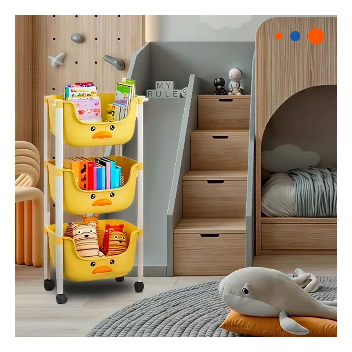 ORGANIZADOR KAWAII 3 NIVELES DISENO PATO PRACTICO PARA ESPACIOS AMARILLO - 3