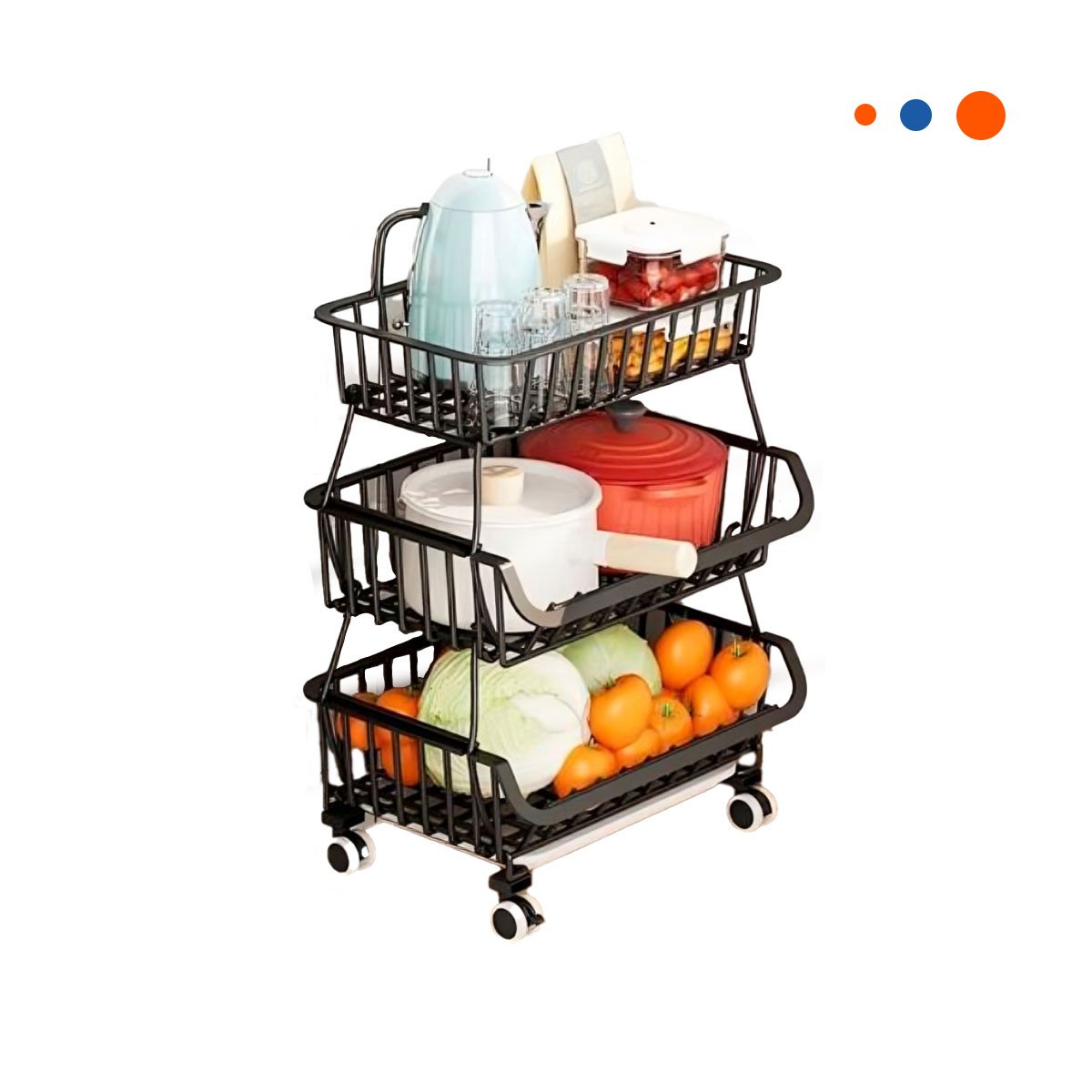 CESTA DE 3 NIVELES PARA COCINA EN ACERO ESTRUCTURA RESISTENTE Y+LIGAS REGALO - 5