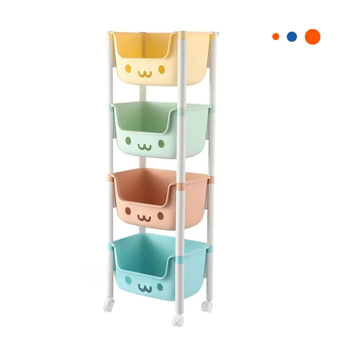 PACK2 ESTANTERO INFANTIL CON CARITAS 4 NIVELES ESTRUCTURA ESTABLE MULTICOLOR Y+REGALO STICKER - 2