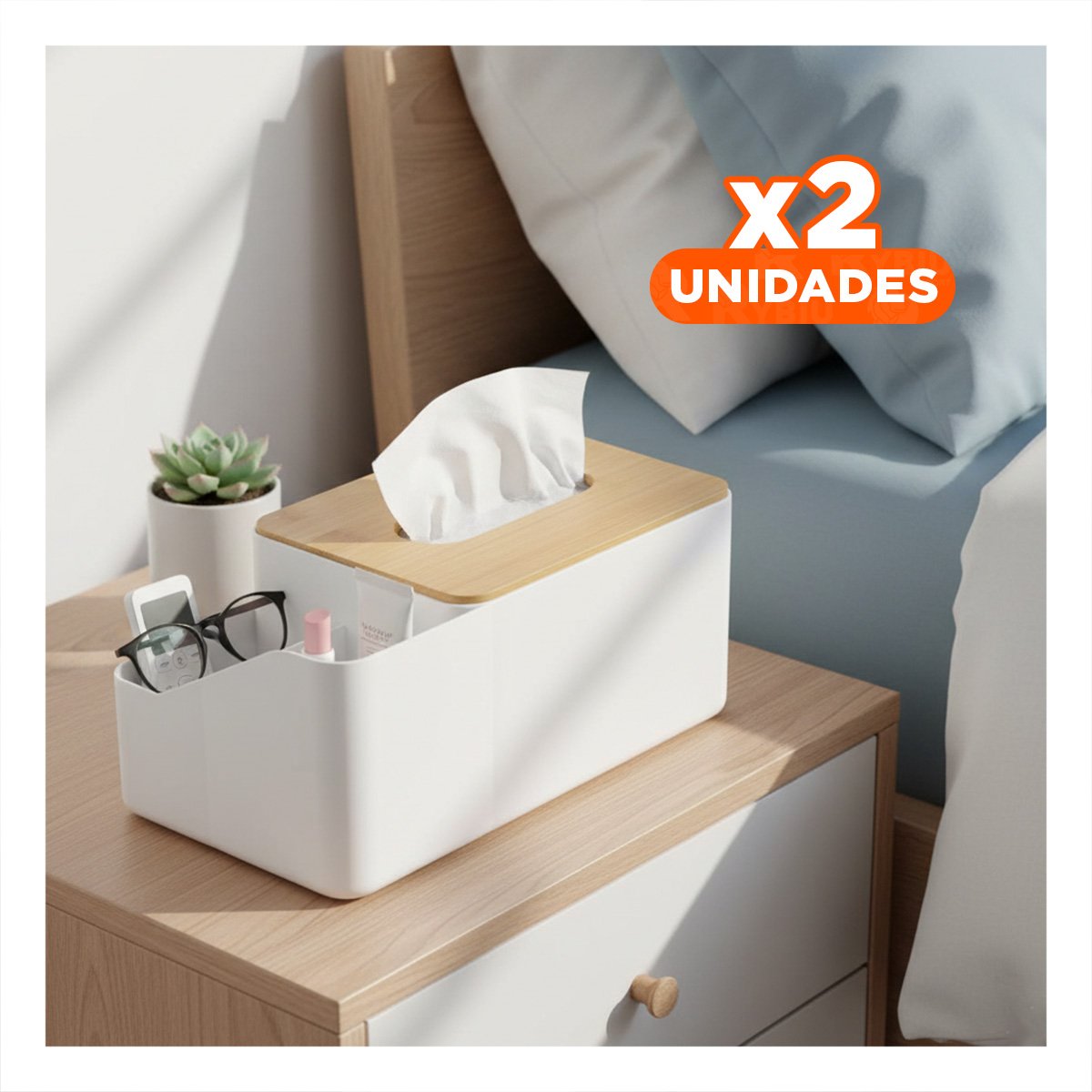 PACK2 ORGANIZADOR DE SERVILLETAS MULTIFUNCIONAL, PRACTICO Y LIGERO BLANCO - 1