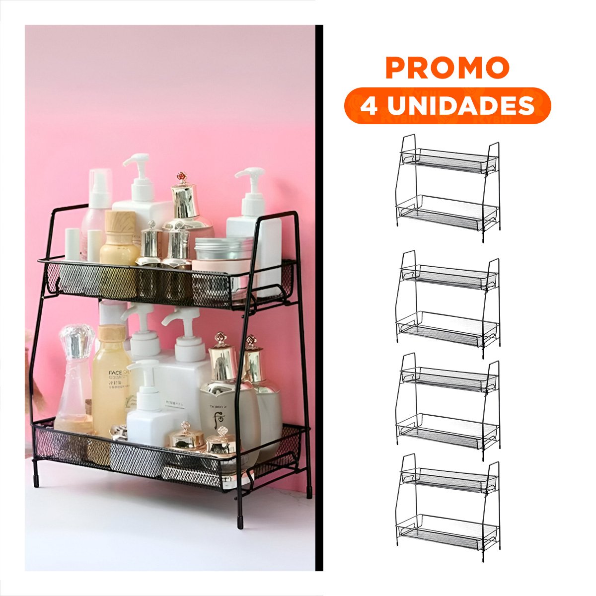 PACK4 MODULO 2 NIVELES MULTIUSO VERSATIL Y COMODO PARA ESPACIOS GRANDES NEGRO - 1
